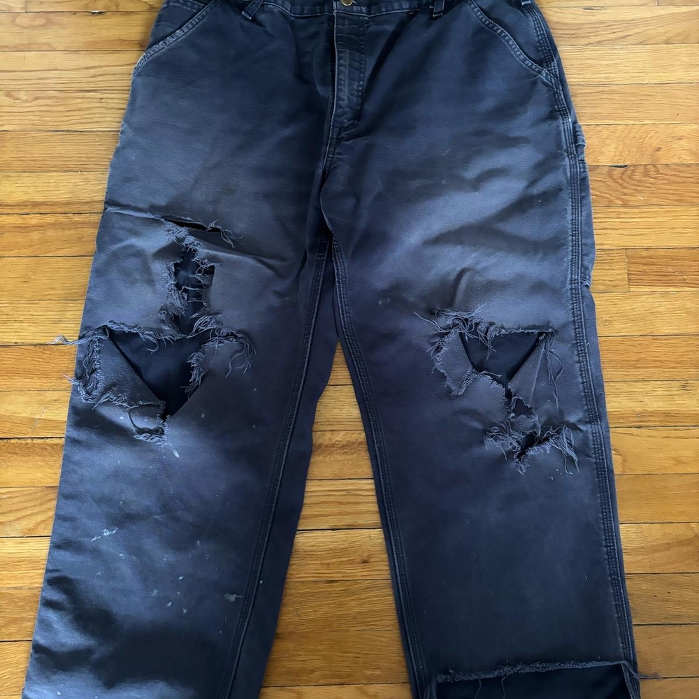 Navy Distressed Cargo Pants
